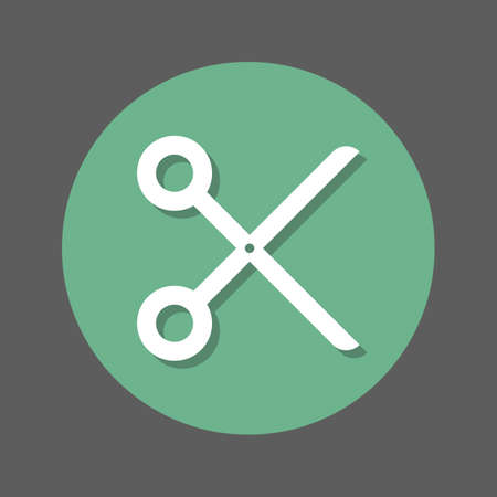 Cut, scissors, barbershop flat icon. Round colorful button, circular vector sign with shadow effect. Flat style designのイラスト素材