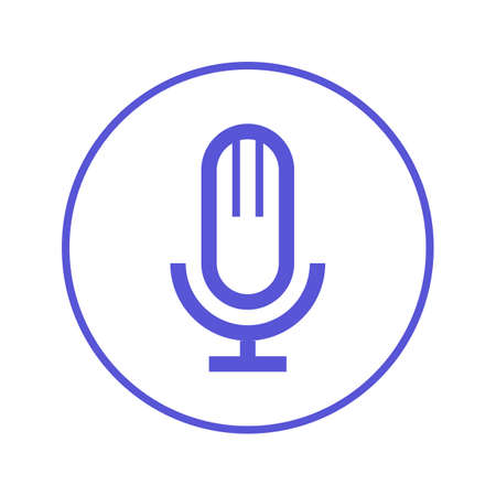 Old microphone circular line icon. Round sign. Flat style vector symbolのイラスト素材