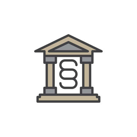 Courthouse filled outline line icon, line vector sign, linear colorful pictogram isolated on white.のイラスト素材