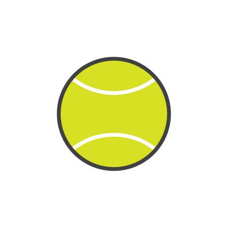 Tennis ball filled outline line icon, line vector sign, linear colorful pictogram isolated on white. Symbol, logo illustration. Editable stroke. Pixel perfectのイラスト素材