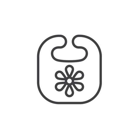 Baby bib line icon, outline vector sign, linear style pictogram isolated on white. Symbol, logo illustration. Editable stroke. Pixel perfectのイラスト素材