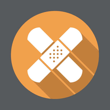 adhesive bandage flat icon. Round colorful button, circular vector sign with long shadow effect. Flat style designのイラスト素材