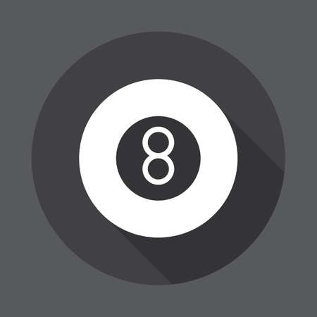 Eight ball pool game flat icon. Round button, circular vector sign with long shadow effect. Flat style designのイラスト素材