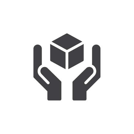 Package protection icon vector, filled flat sign, solid pictogram isolated on white. Handle with care symbol, logo illustrationのイラスト素材