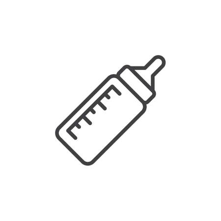 Baby bottle line icon, outline vector sign, linear style pictogram isolated on white. Symbol, logo illustration. Editable stroke. Pixel perfectのイラスト素材