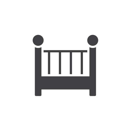 Cot, crib icon vector, filled flat sign, solid pictogram isolated on white. Symbol, logo illustration. Pixel perfectのイラスト素材