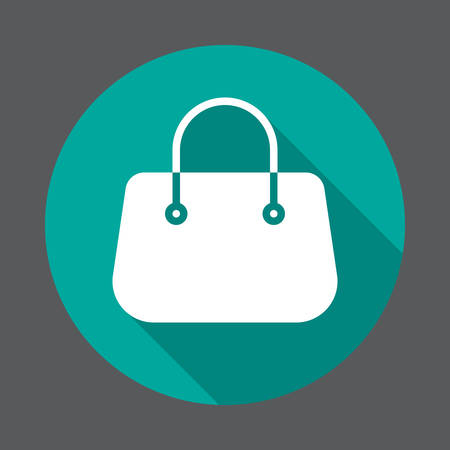 Purse handbag flat icon. Round colorful button, circular vector sign with long shadow effect. Flat style designのイラスト素材