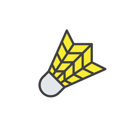 Shuttlecock filled outline line icon, line vector sign, linear colorful pictogram isolated on white. Badminton Symbol, logo illustration. Editable stroke. Pixel perfectのイラスト素材