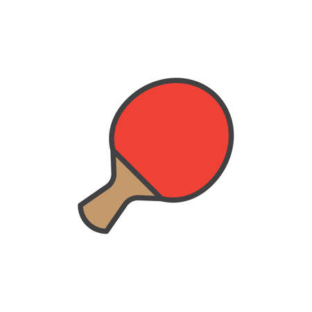 Table Tennis Racket filled outline line icon, line vector sign, linear colorful pictogram isolated on white. Symbol, logo illustration. Editable stroke. Pixel perfectのイラスト素材
