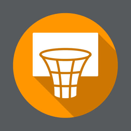 Basketball hoop flat icon. Round colorful button, circular vector sign with long shadow effect. Flat style designのイラスト素材