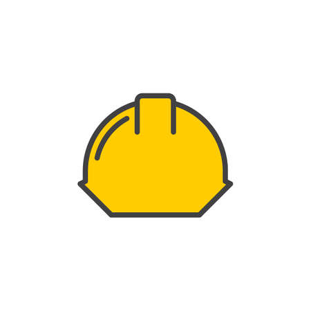 Safety helmet line icon, filled outline vector sign, linear colorful pictogram isolated on white. Hard hat symbol, logo illustration. Editable stroke. Pixel perfectのイラスト素材