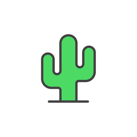 Desert plant, cactus line icon, filled outline vector sign, linear colorful pictogram isolated on white. Symbol, logo illustration. Editable stroke. Pixel perfectのイラスト素材