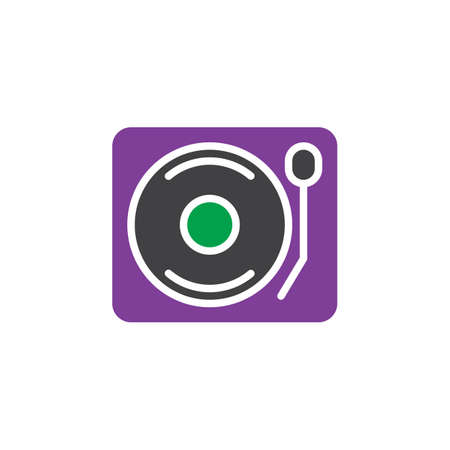 Vinyl turntable record player icon vector, filled flat sign, solid colorful pictogram isolated on white. Symbol, logo illustration. Pixel perfectのイラスト素材