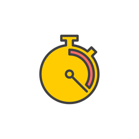 Stopwatch, chronometer line icon, filled outline vector sign, linear colorful pictogram isolated on white. Symbol, logo illustration. Editable stroke. Pixel perfectのイラスト素材