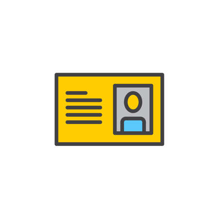 Id card line icon, filled outline vector sign, linear colorful pictogram isolated on white. Symbol, logo illustration. Editable stroke. Pixel perfectのイラスト素材