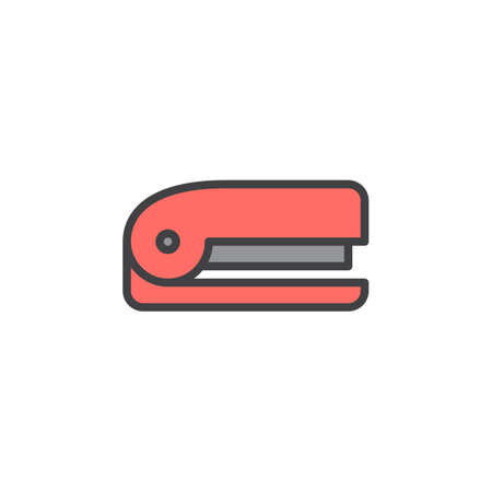 Stapler line icon, filled outline vector sign, linear colorful pictogram isolated on white. Symbol, logo illustration. Editable stroke. Pixel perfectのイラスト素材