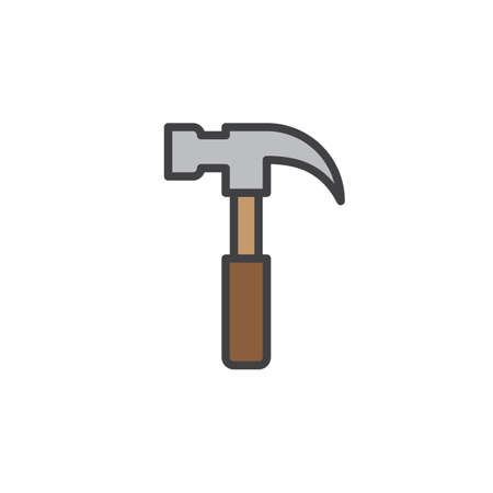 Hammer filled outline icon, line vector sign, linear style pictogram isolated on white. Symbol, logo illustration. Editable stroke. Pixel perfectのイラスト素材