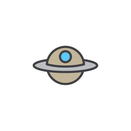 Unidentified flying object, or UFO line icon, filled outline vector sign, linear colorful pictogram isolated on white. Alien space ship symbol, logo illustration. Editable stroke. Pixel perfectのイラスト素材