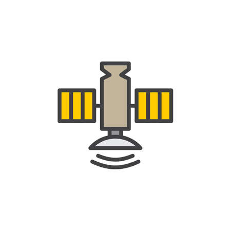 Satellite line icon, filled outline vector sign, linear colorful pictogram isolated on white. Symbol, logo illustration. Editable stroke. Pixel perfectのイラスト素材