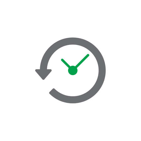 Clock with arrow around icon vector, filled flat sign, solid colorful pictogram isolated on white. History symbol, logo illustration. Pixel perfectのイラスト素材