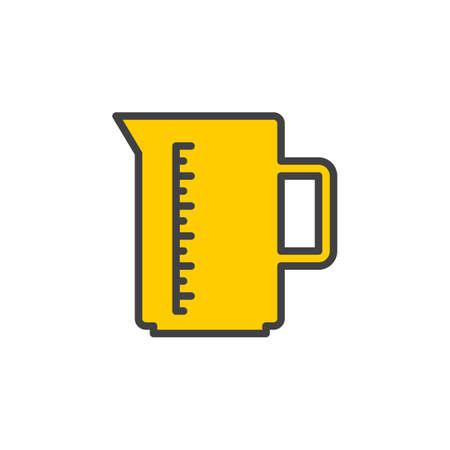Measuring cup filled outline icon, line vector sign, linear style pictogram isolated on white. Symbol, logo illustration. Editable stroke. Pixel perfectのイラスト素材
