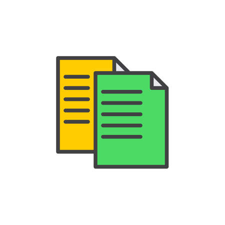 Copy file line icon, filled outline vector sign, linear colorful pictogram isolated on white. Symbol, logo illustration. Editable stroke. Pixel perfectのイラスト素材