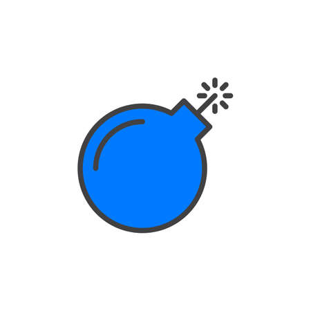 Bomb line icon, filled outline vector sign, linear colorful pictogram isolated on white. Symbol, logo illustration. Editable stroke. Pixel perfectのイラスト素材