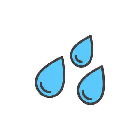 Water drops line icon, filled outline vector sign, linear colorful pictogram isolated on white. Rain symbol, logo illustration. Editable stroke. Pixel perfectのイラスト素材
