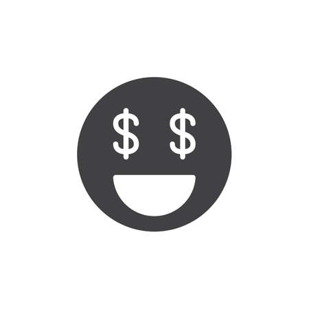 Money Face, Dollar Sign Eyes icon vector, filled flat sign, solid pictogram isolated on white. Symbol, logo illustration. Pixel perfectのイラスト素材