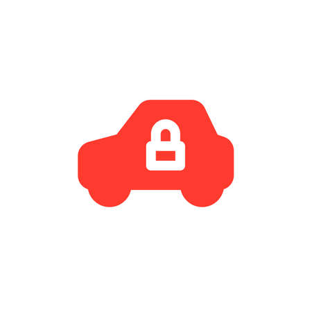 Vehicle and lock simple  icon vector, filled flat sign, solid colorful pictogram isolated on white. Car security symbol, logo illustrationのイラスト素材