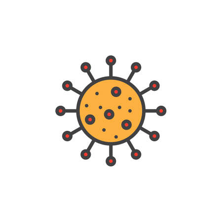 Virus line icon, filled outline vector sign, linear colorful pictogram isolated on white. Infection symbol, logo illustrationのイラスト素材