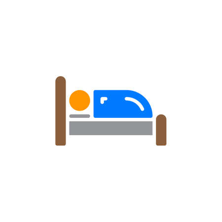 Single bed icon vector, filled flat sign, solid colorful pictogram isolated on white. Symbol, logo illustrationのイラスト素材