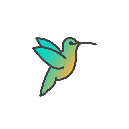 Hummingbird line icon, filled outline vector sign, linear colorful pictogram isolated on white. Symbol, logo illustrationのイラスト素材