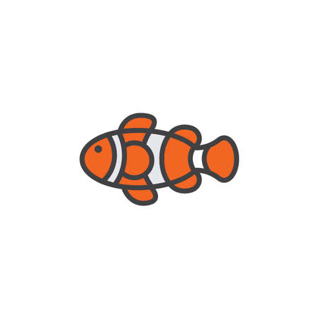 Clown Fish line icon, filled outline vector sign, linear colorful pictogram isolated on white. Symbol, logo illustrationのイラスト素材