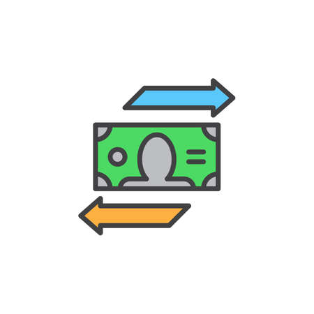 Currency exchange line icon, filled outline vector sign, linear colorful pictogram isolated on white. Symbol, logo illustrationのイラスト素材