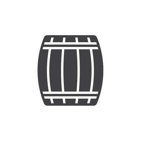 Wooden keg, barrel icon vector, filled flat sign, solid pictogram isolated on white. Symbol, logo illustration. Pixel perfectのイラスト素材