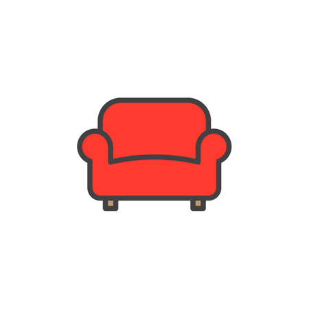 Sofa, couch line icon, filled outline vector sign, linear colorful pictogram isolated on white. Furniture symbol, logo illustrationのイラスト素材