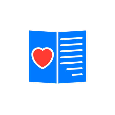 Valentines day, love card with heart icon vector, filled flat sign, solid colorful pictogram isolated on white. Symbol, logo illustrationのイラスト素材