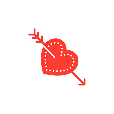Cupid arrow in heart icon vector, filled flat sign, solid colorful pictogram isolated on white. Love symbol, logo illustrationのイラスト素材