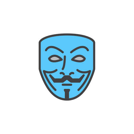 Anonymous mask line icon, filled outline vector sign, linear colorful pictogram isolated on white. Hacker symbol, logo illustrationのイラスト素材