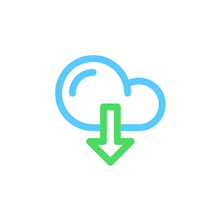 Cloud download line icon, outline vector sign, linear colorful pictogram isolated on white. Symbol, logo illustrationのイラスト素材