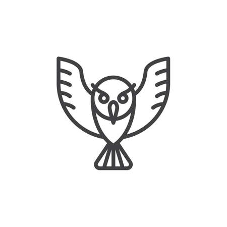 Owl line icon, outline vector sign, linear style pictogram isolated on white. Wisdom symbol, logo illustration. Editable stroke. Pixel perfectのイラスト素材