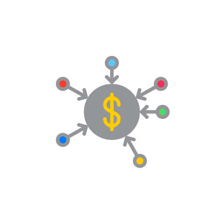 Crowd funding icon vector, filled flat sign, solid colorful pictogram isolated on white. Symbol, logo illustrationのイラスト素材