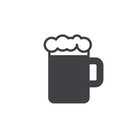 Beer mug with foam icon vector, filled flat sign, solid pictogram isolated on white. Symbol, logo illustration. Pixel perfectのイラスト素材