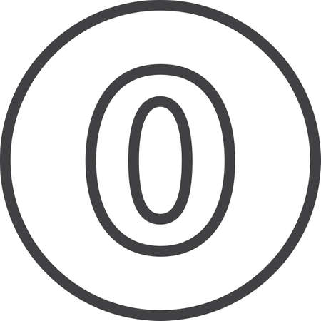 Zero, Number 0 line icon, linear circular signのイラスト素材