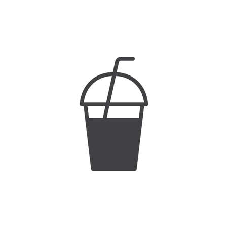 Milkshake takeaway cup icon vector, filled flat sign, solid pictogram isolated on white. Symbol, logo illustration. Pixel perfectのイラスト素材