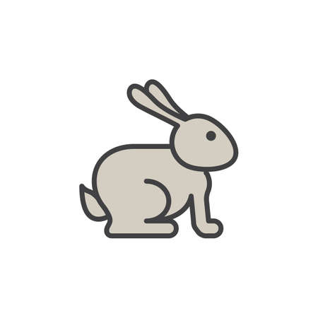 Easter rabbit line icon, filled outline vector sign, linear pictogram isolated on white. Symbol, logo illustrationのイラスト素材