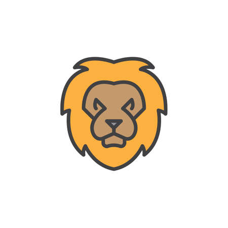 Lion head line icon, filled outline vector sign, linear colorful pictogram isolated on white. Symbol, logo illustrationのイラスト素材