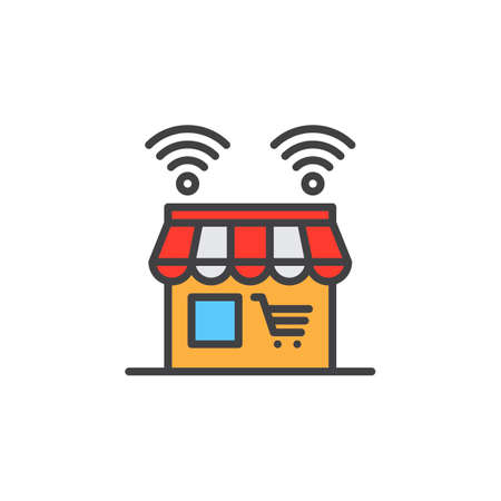 Online shop line icon, filled outline vector sign, linear colorful pictogram isolated on white. Symbol, logo illustrationのイラスト素材