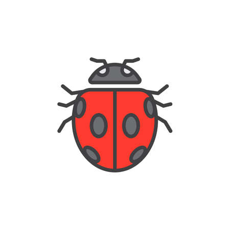 Insect, ladybird beetle line icon, filled outline vector sign, linear colorful pictogram isolated on white. Symbol, logo illustrationのイラスト素材